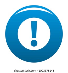 Exclamation point icon vector blue circle isolated on white background 