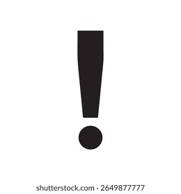 Punto de exclamación o marca silueta icono Vector plano diseño de ilustración sobre fondo blanco.