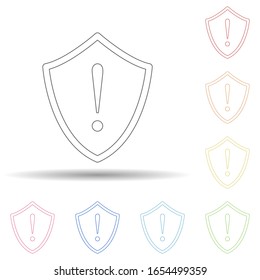 Exclamation point in multi color style icon. Simple thin line, outline vector of virus antivirus icons for ui and ux, website or mobile application