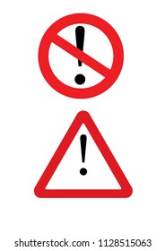 exclamation point on white background. Exclamation mark warning sign. Attention caution danger.