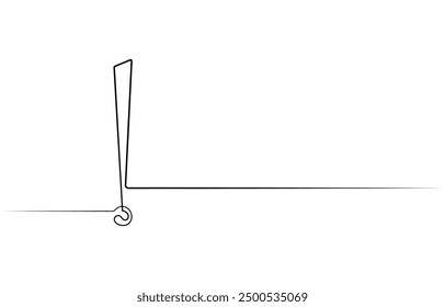 Exclamation point. One line continuous exclamation point. Line art, Continuous one line drawing of Exclamation mark vector illustration