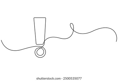 Exclamation point. One line continuous exclamation point. Line art, Continuous one line drawing of Exclamation mark vector illustration