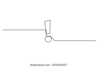 Exclamation point. One line continuous exclamation point. Line art, Dangerous sign line continuous drawing vector, Exclamation mark one line drawing.