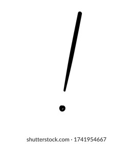 Exclamation point. Punctuation mark. Doodle style and black color. Hand drawn. Black icon isolated on white background. Vector EPS 10. Abstract elements for business infographic. 