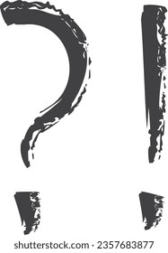 Exclamation point and question mark grunge doodle signs