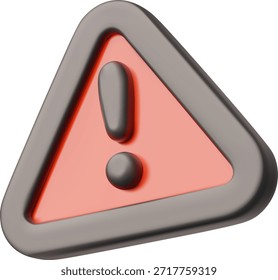 Signo de advertencia de carretera de punto de exclamación icono de estilo de plástico 3D. Triangular rojo con signo de exclamación. Ilustración vectorial de emergencia de peligro. Señal restringida de atención y precaución ante peligro de volumen