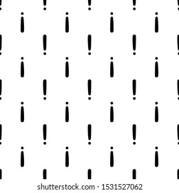 Exclamation Point Seamless Pattern On White Background. Monochrome Minimalistic Style. Modern Vector Illustration.