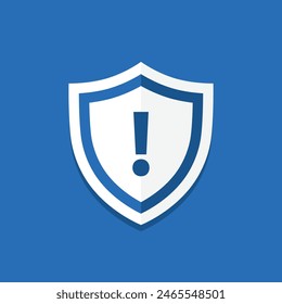 Exclamation point shield icon. Vector illustration