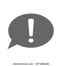 Exclamation point in speech balloon. Vector icon.