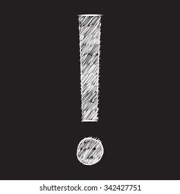 Exclamation point symbol sketch on black background