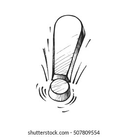 Exclamation point, symbol of thoughts, a sketch by hand in a vector format