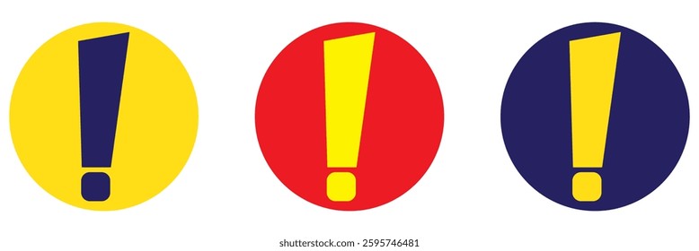 Exclamation point vector signs set isolated on white background, simple text symbols