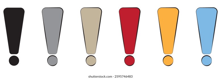Exclamation point vector signs set isolated on white background, simple text symbols