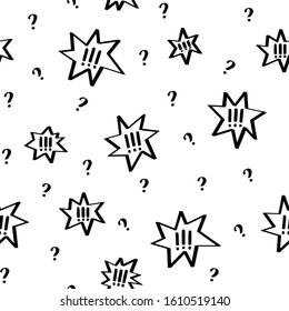 Exclamation, question mark and burst frame seamless pattern for kids encyclopaedia book end decoration.