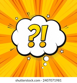 Exclamation and question mark cartoon funny retro candy comic font. Explosion isometric text shock phrase pop art. Colored comic text speech bubble. Comic Retro Balloon for Dialog. Vector illustration