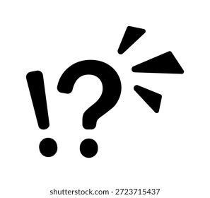 Signos de exclamación y signo de interrogación en negro sobre fondo blanco.