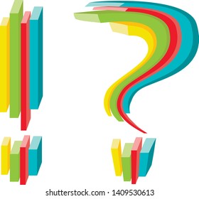 Exclamation and question marks. Colorful vector illustration.