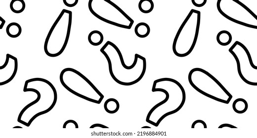 Exclamation and question marks, punctuation marks, amazement, vector seamless pattern in the style of doodles, hand drawn