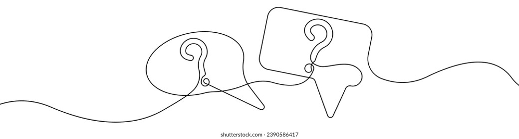 Exclamation and question marks in speech bubble icon line continuous drawing vector. One line message Exclamation mark icon vector background. Question marks icon. Continuous outline of question.