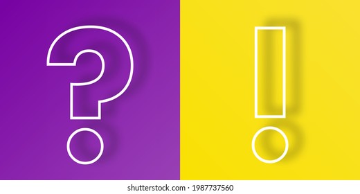 Exclamation and Question Marks. Vector symbol, logo illustration. FAQ, questions and answers icon with shadow.