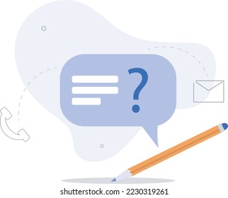 exclamation and question marks.Frequently asked questions concept.Flat cartoon vector illustration.