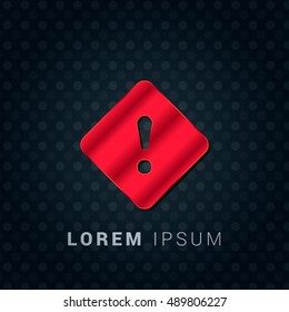 Exclamation Red chromium precious metallic 3D Icon / Logo Design