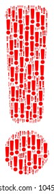 Exclamation Sign collage composed in the collection of exclamation sign pictograms. Vector iconized collage composed from simple design elements.