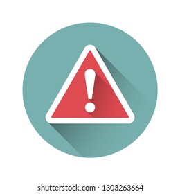 Exclamation sign, danger sign in a flat design. Vector illustration.