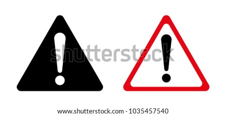 Exclamation sign, Danger Warning, Isolated, Caution icon Warning symbol, red, black and white