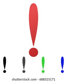 Exclamation Sign flat vector pictograph. Colored exclamation sign gradient, gray, black, blue, green icon variants. Flat icon style for graphic design.