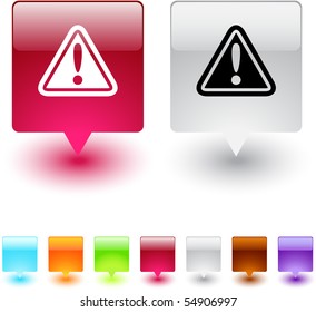 Exclamation sign glossy square web buttons.