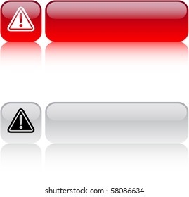Exclamation sign glossy square web buttons.