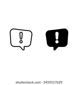Exclamation sign icon, important mark, attention sign, warning speech bubble color editable