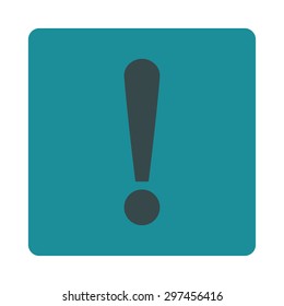 Exclamation Sign icon from Primitive Buttons OverColor Set. This rounded square flat button is drawn with soft blue colors on a white background.