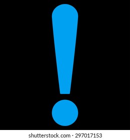 Exclamation Sign icon from Primitive Set. This isolated flat symbol is drawn with blue color on a black background, angles are rounded.