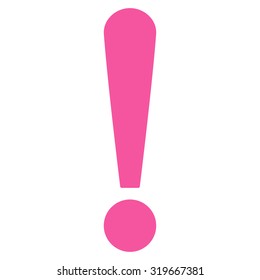 Exclamation Sign icon from Primitive Set. This isolated flat symbol is drawn with pink color on a white background, angles are rounded.