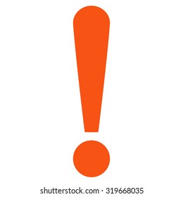 Exclamation Sign icon from Primitive Set. This isolated flat symbol is drawn with orange color on a white background, angles are rounded.
