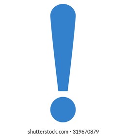 Exclamation Sign icon from Primitive Set. This isolated flat symbol is drawn with cobalt color on a white background, angles are rounded.