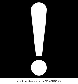 Exclamation Sign icon from Primitive Set. This isolated flat symbol is drawn with white color on a black background, angles are rounded.