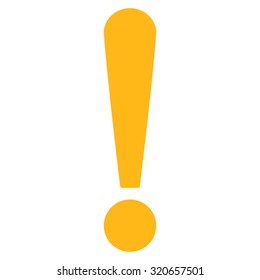 Exclamation Sign icon from Primitive Set. This isolated flat symbol is drawn with yellow color on a white background, angles are rounded.