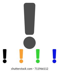 Exclamation Sign icon. Vector illustration style is a flat iconic exclamation sign symbol with black, gray, green, blue, yellow color variants. Designed for web and software interfaces.