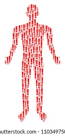 Exclamation sign man avatar. Vector exclamation sign icons are arranged into man mosaic.