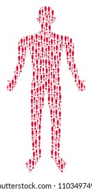 Exclamation sign man figure. Vector exclamation sign icons are arranged into male illustration.