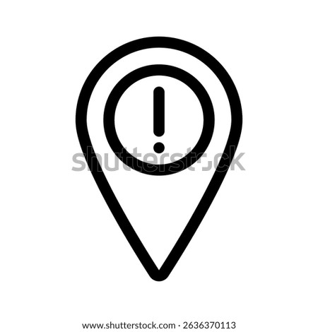 exclamation sign navigation marker thin line vector icon, destination point map pin