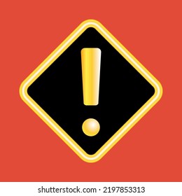 Exclamation sign on a black background. Warning design element suitable for web site, app, advertisement, social media. Vector design