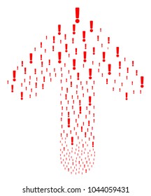 Exclamation Sign pattern organized in the collection of forward way arrow. Upwards cursor arrow shape organized from exclamation sign design elements.