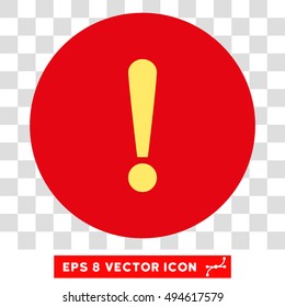 Exclamation Sign round icon. Vector EPS illustration style is flat iconic bicolor symbol, yellow and intensive red colors, transparent background.