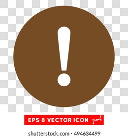 Exclamation Sign round icon. Vector EPS illustration style is flat iconic bicolor symbol, white and brown colors, transparent background.