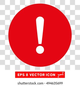 Exclamation Sign round icon. Vector EPS illustration style is flat iconic bicolor symbol, white and intensive red colors, transparent background.