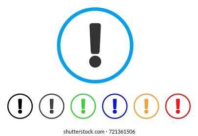 Exclamation Sign rounded icon. Style is a flat exclamation sign gray symbol inside light blue circle with black, gray, green, blue, red, orange color versions.
